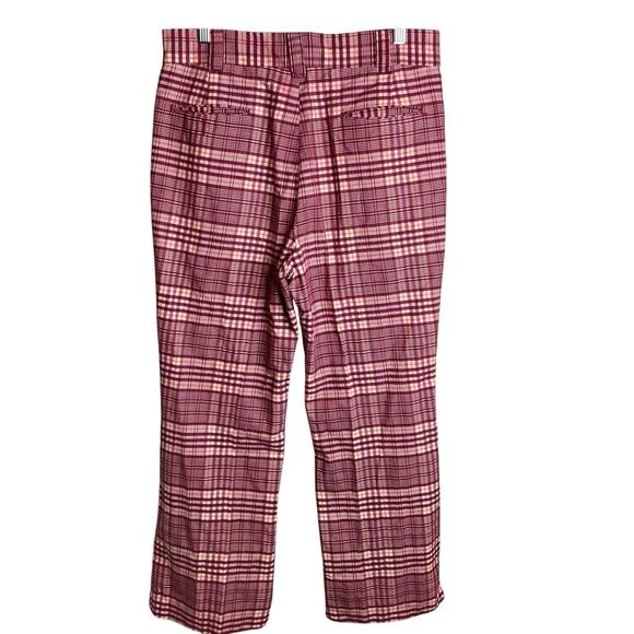 Vintage Men’s Red Plaid Wide Leg Pants 70’s Vibes Est. Size 33 Perma Press - Picture 2 of 10